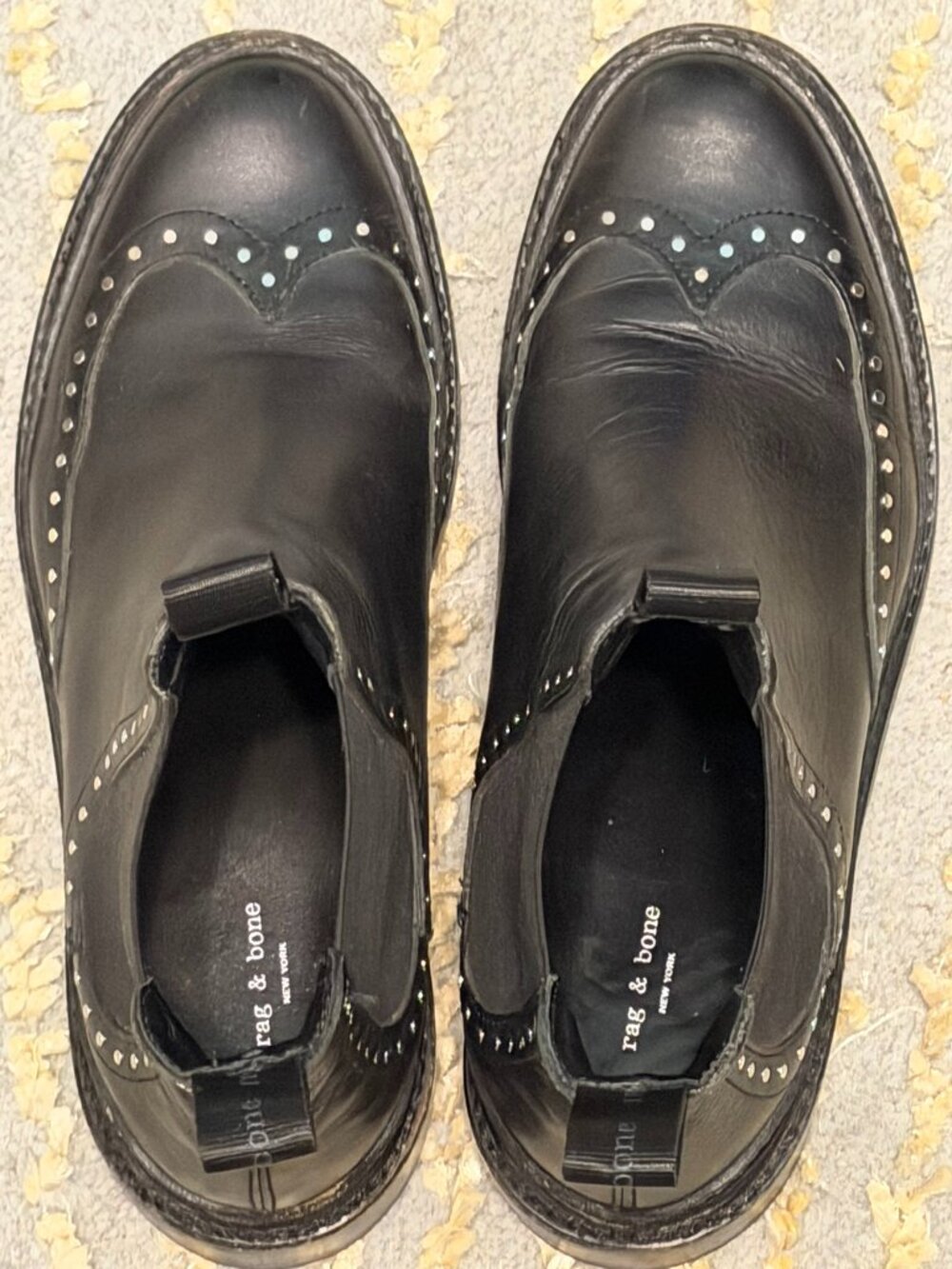 Rag & Bone Benson Chelsea Boots Black Studded Leather Ankle Boots 38 / 7.5 - Picture 7 of 16